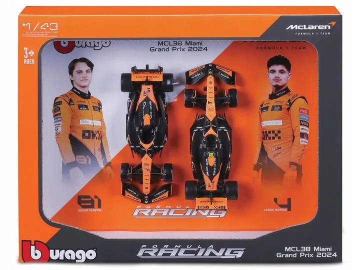 Bburago Model McLaren MCL38 2024, skala 1:43, 2-pak