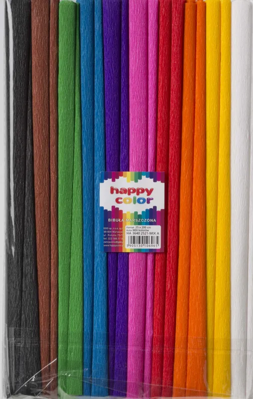 Bibuła marszczona Happy Color mix A 25x200cm 10 kolorów 10 rolek