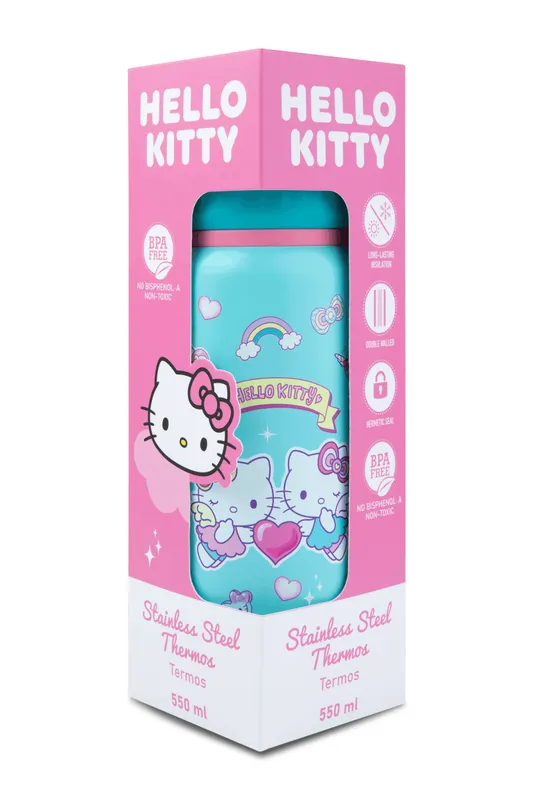 Bidon 500ml metalowy termos Hello Kitty Light Blue Pink