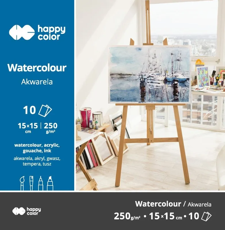 Blok akwarelowy ART 250g 15x15 10ark Happy Color