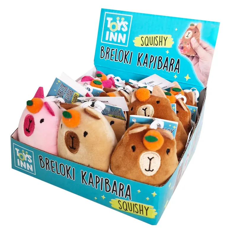 Brelok Kapibara Squishy, kolorowe kuleczki
