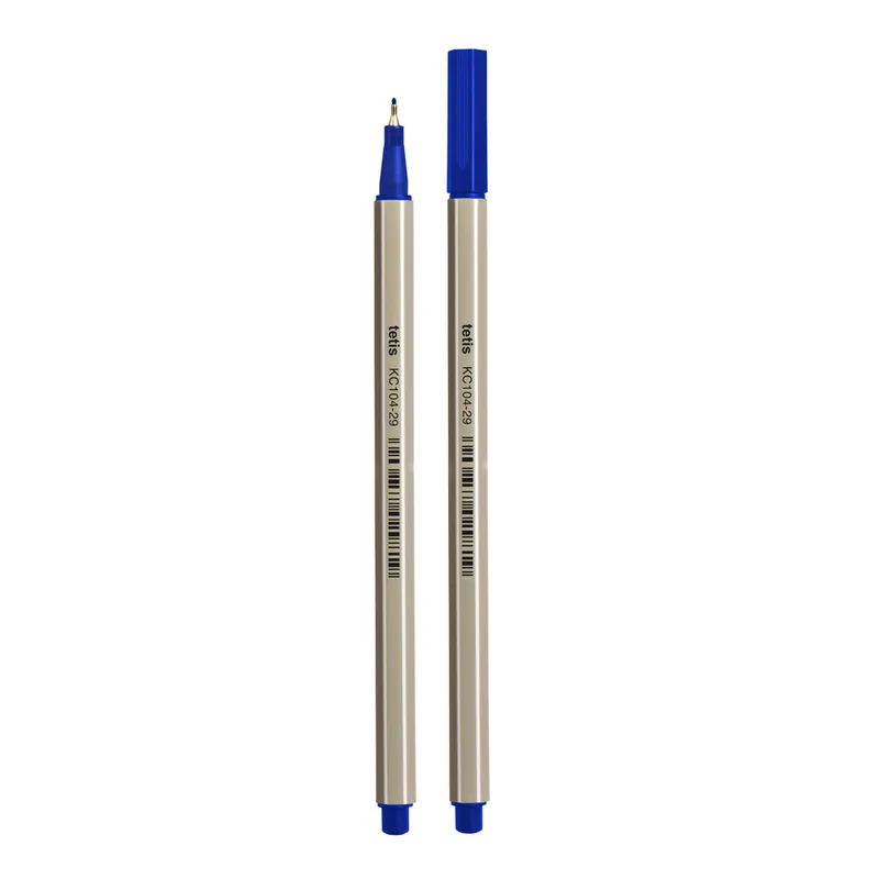 Cienkopis heksagonalny Tetis 0,7 mm niebieski, 4 szt.