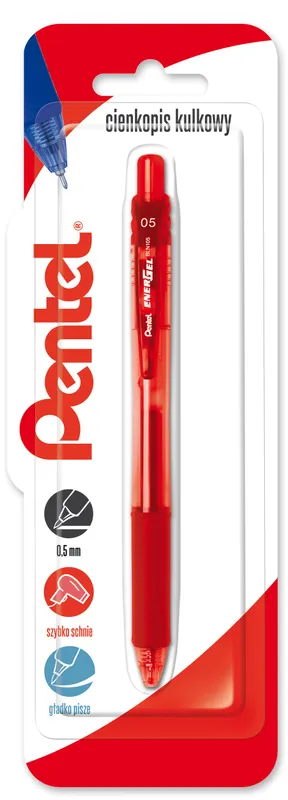 Cienkopis kulkowy Pentel EnerGel 0,5 mm, czerwony