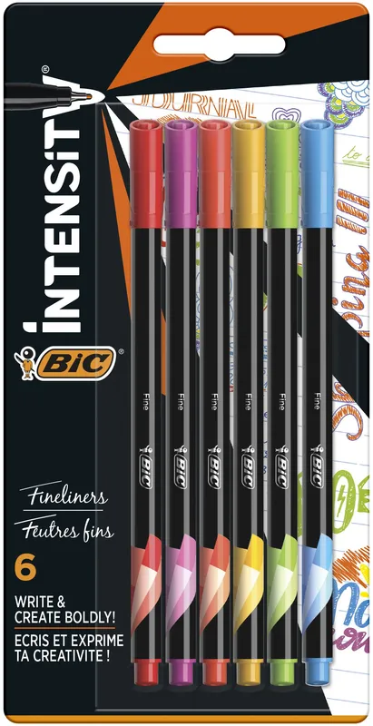Cienkopisy BIC Intensity Fine Rainbow, mix 6 kolorów
