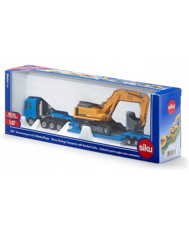 Ciężarówka z koparką Siku Super S1847, skala 1:87