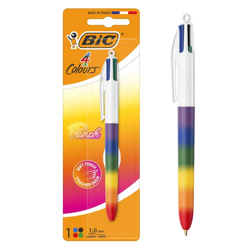 Długopis BIC 4 Colours Punch Rainbow, wielokolorowy, blister 1 szt.