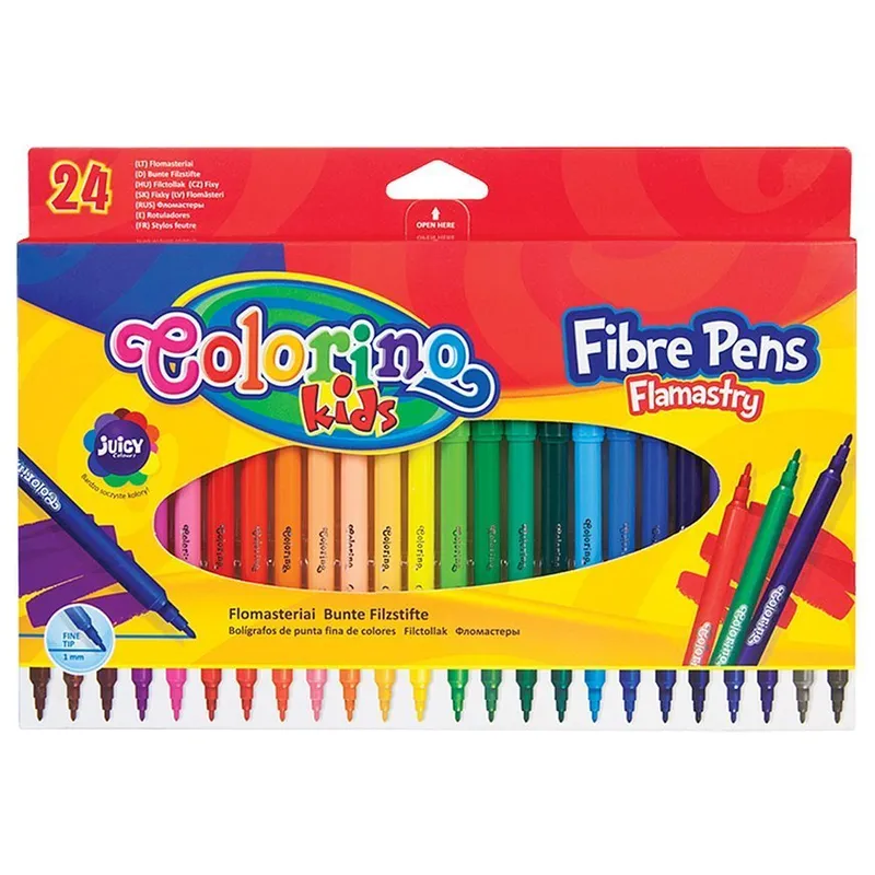 Flamastry Colorino Kids 24 kolory, cienka końcówka 2mm