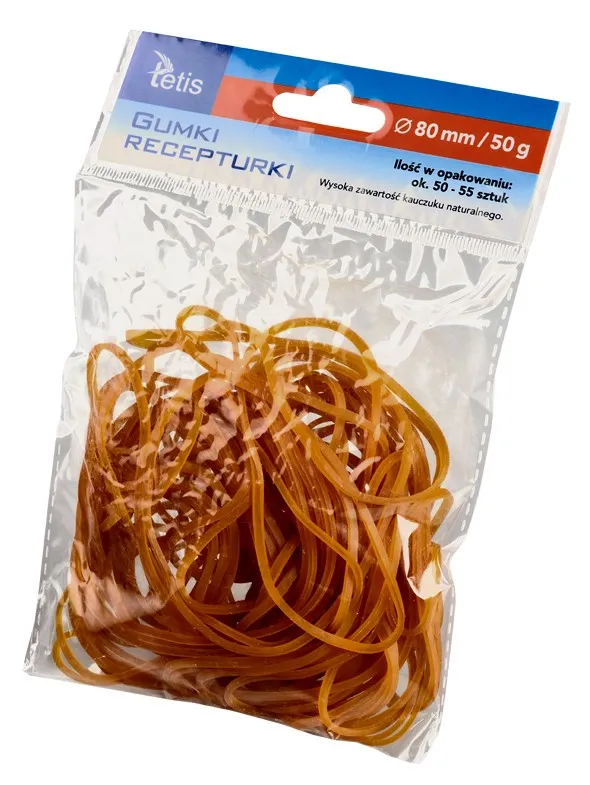 Gumki recepturki biurowe Tetis 80 mm, opakowanie 50 g