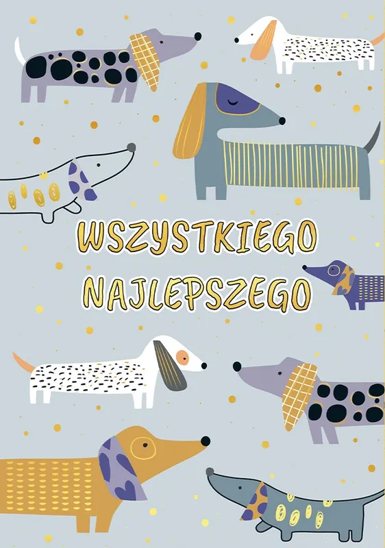 Karnet A5 szare Psy, Henry, kartka okolicznościowa z kopertą