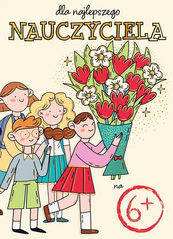 Karnet B6 Nauczyciel na 6, Henry, kartka z okazji Dnia Nauczyciela