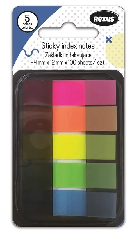 Karteczki indeksujące znaczniki 1,2x4,4cm 5 kolorów