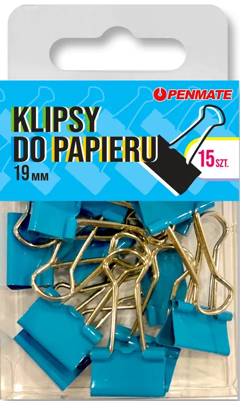 Klipsy do papieru Penmate jasnoniebieskie 19 mm