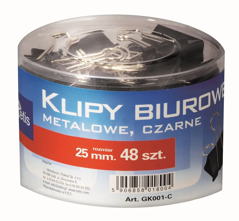 Klipy biurowe 25 mm Tetis, 48 sztuk
