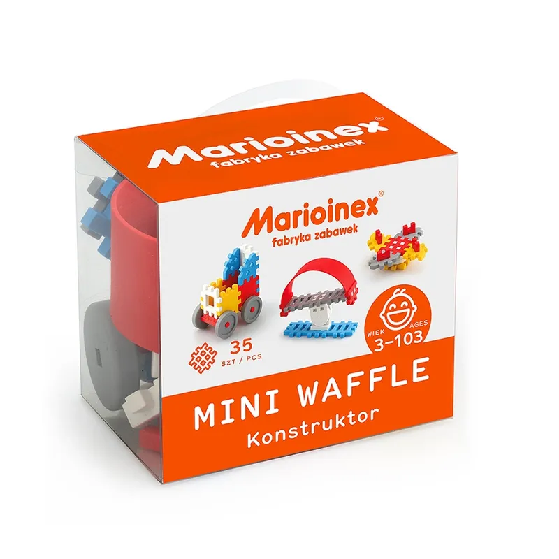 Klocki konstrukcyjne Waffle Mini dla chłopca, 35 el. Marioinex