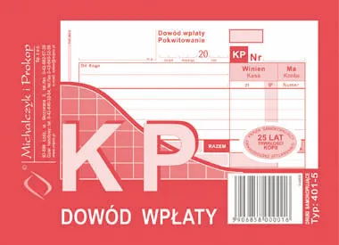 KP Dowód wpłaty A6, bloczek 80 kartek