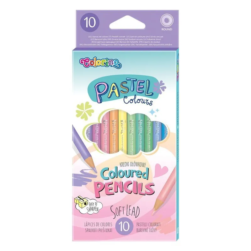 Kredki okrągłe Colorino Kids Pastel, 10 kolorów