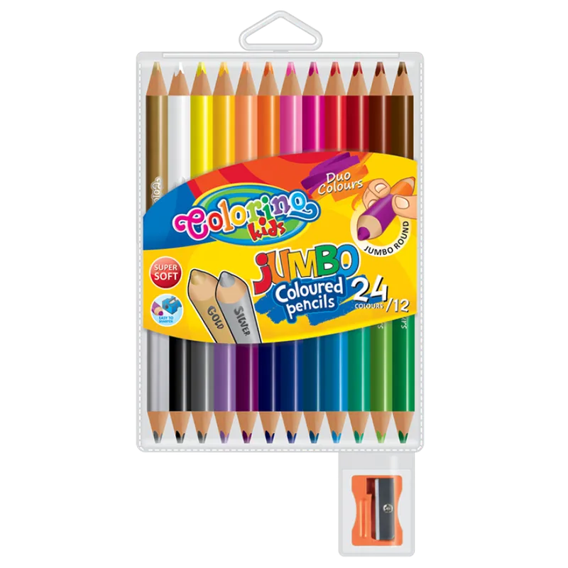 Kredki jumbo Colorino Kids z temperówką, 24 kolory