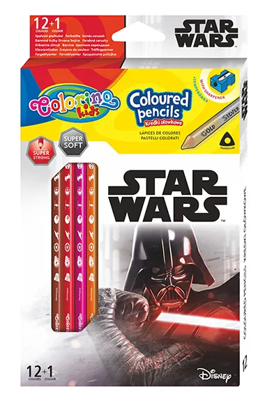 Kredki trójkątne Colorino Kids 13 kolorów z temperówką Star Wars