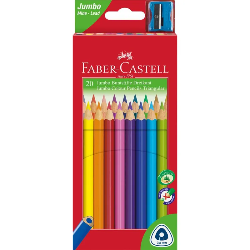 Kredki ołówkowe trójkątne jumbo Faber-Castell 20 kolorów