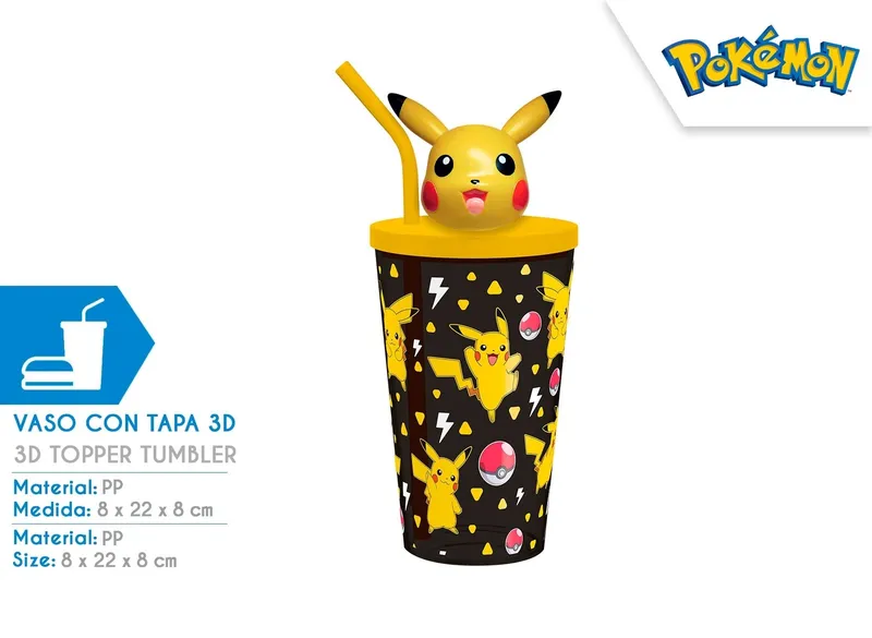 Kubek z toperem Pokemon 3D PK00028, kubek ze słomką Kids Euroswan