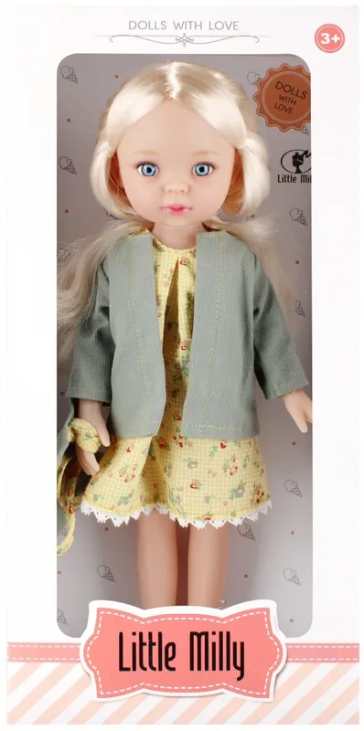 Lalka 35cm MEGA CREATIVE, sukienka i płaszczyk, długie włosy