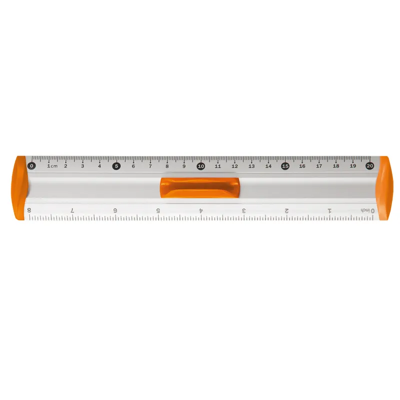 Linijka aluminiowa Tetis 20 cm, uchwyt pomarańczowy