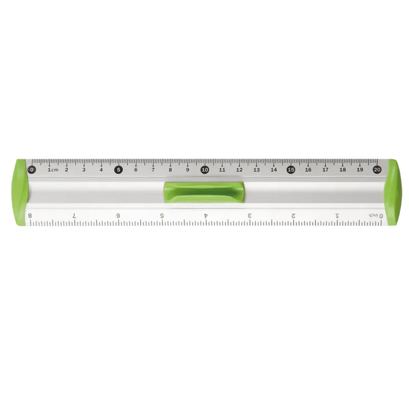 Linijka aluminiowa Tetis 20 cm, zielony uchwyt