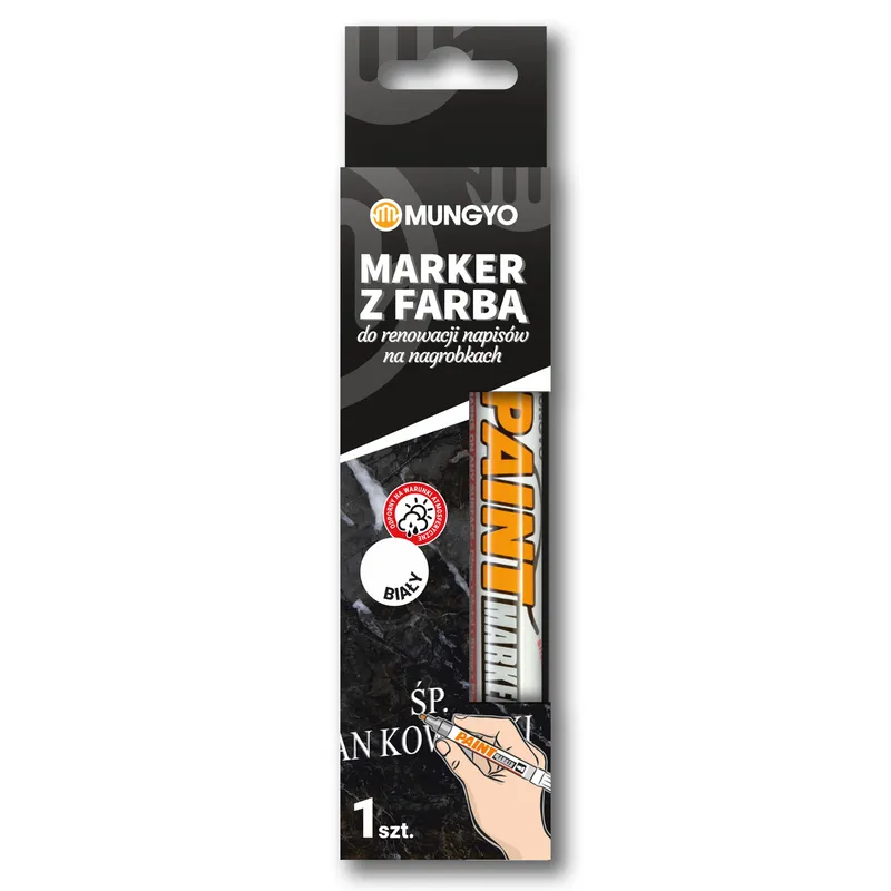 Marker z farbą do renowacji napisów na nagrobkach Mungyo biały