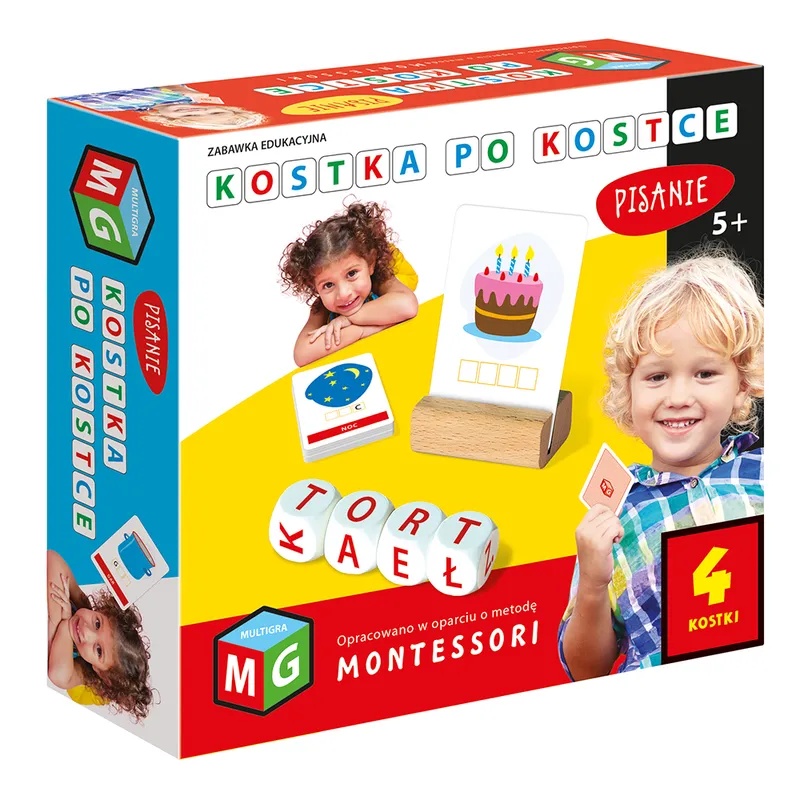 Montessori kostka po kostce nauka pisania 4 kostki