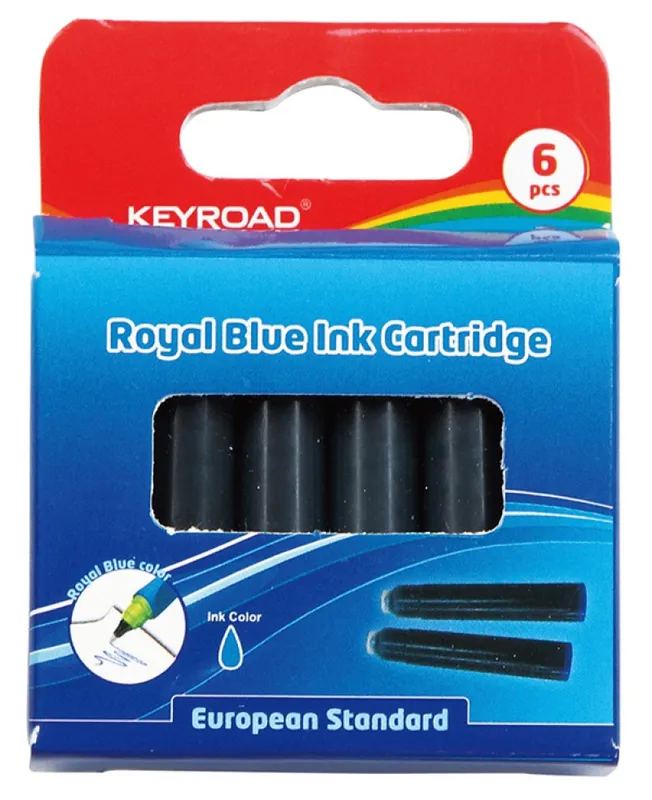 Naboje do pióra KEYROAD niebieskie, 6 szt.