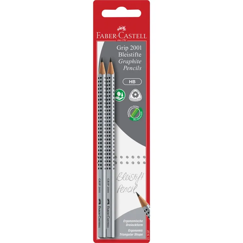 Ołówek Faber-Castell Grip 2001 HB, 2 sztuki blister