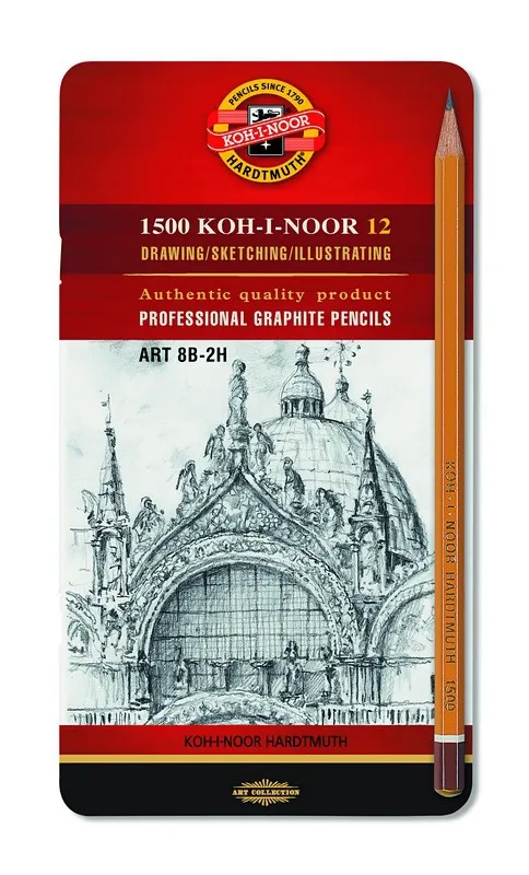 Ołówki grafitowe Koh-I-Noor 1502, 8B-2H, 12 szt.