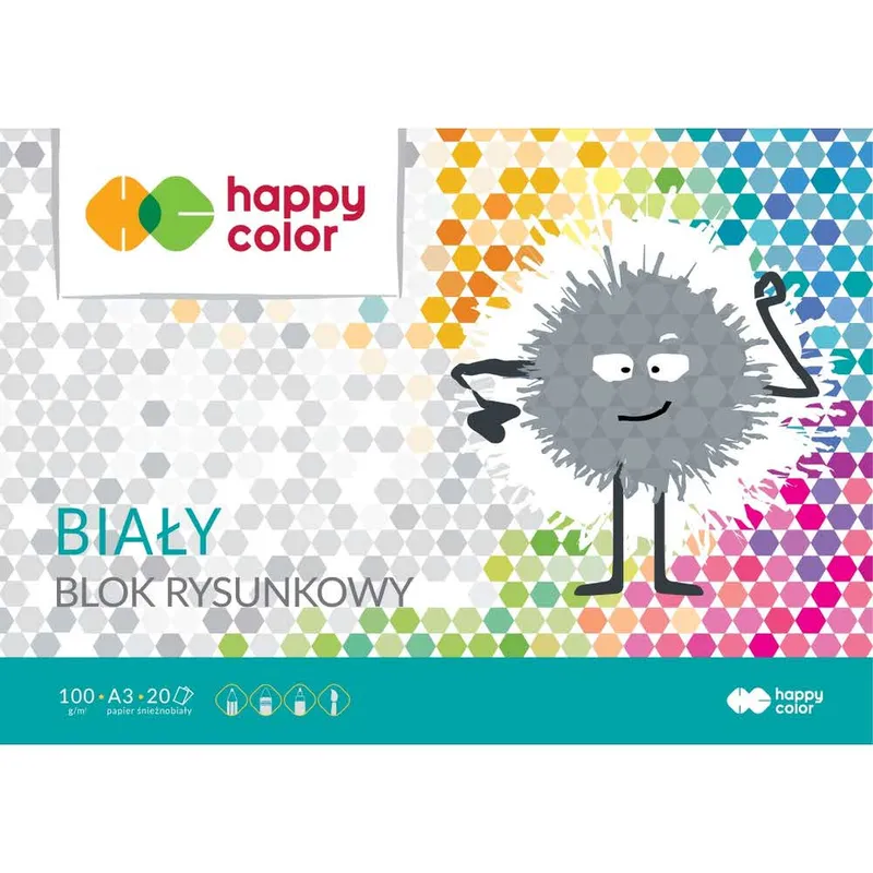 Blok rysunkowy biały A3 100g Happy Color, 10 szt.