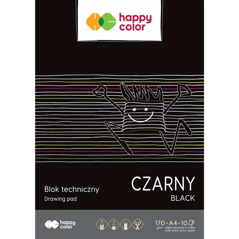 Blok techniczny czarny A4 170g Happy Color, 20 szt.