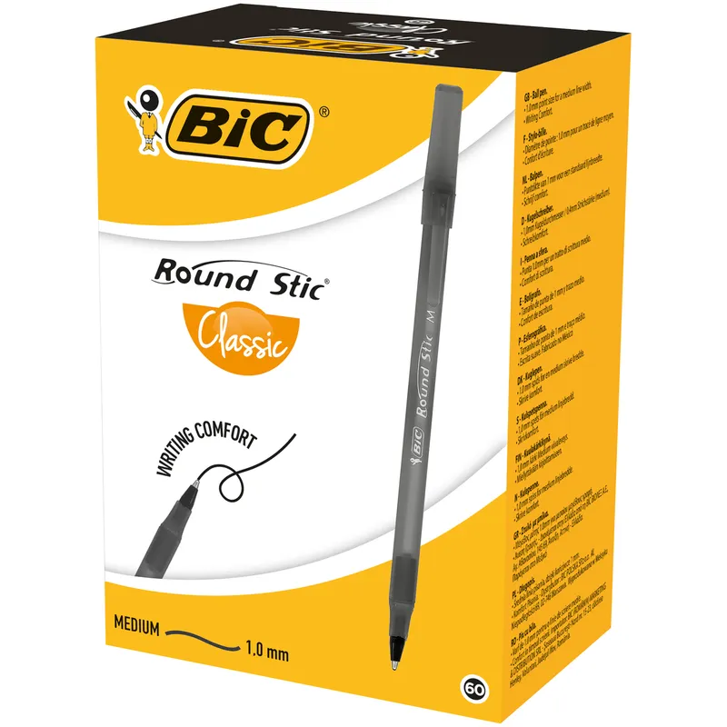 Długopisy BIC Round Stic Classic czarne, pudełko 60 szt.