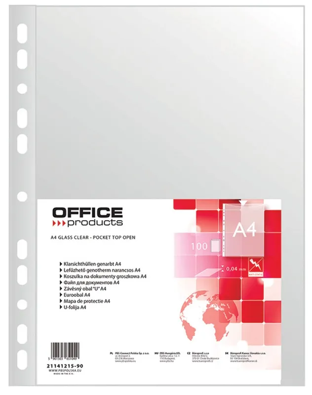 Koszulki na dokumenty A4 Office Products groszkowe, 100 sztuk