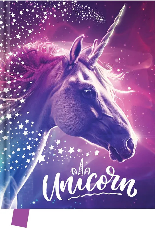 Pamiętnik Unicorn 80 kartek, brokatowa okładka