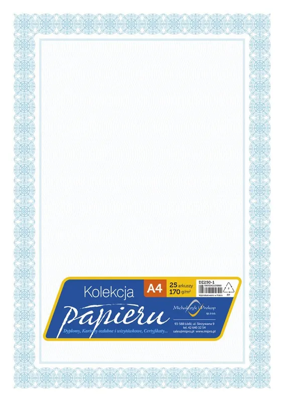 Papier ozdobny Certyfikat Dyplom, 170 g/m2, 25 arkuszy