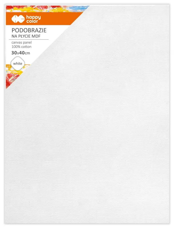 Podobrazie bawełniane białe 30x40 MDF, Happy Color
