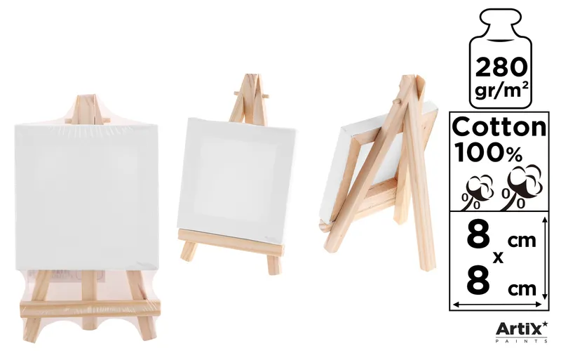 Podobrazie Mini ze sztalugą 8x8 cm, 280 g/m2, MP Main Paper