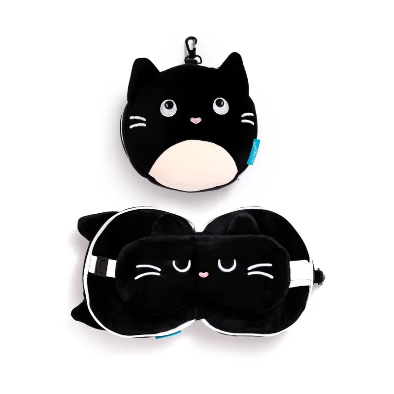 Poduszka podróżna z maską na oczy Kot Felin CUSH249