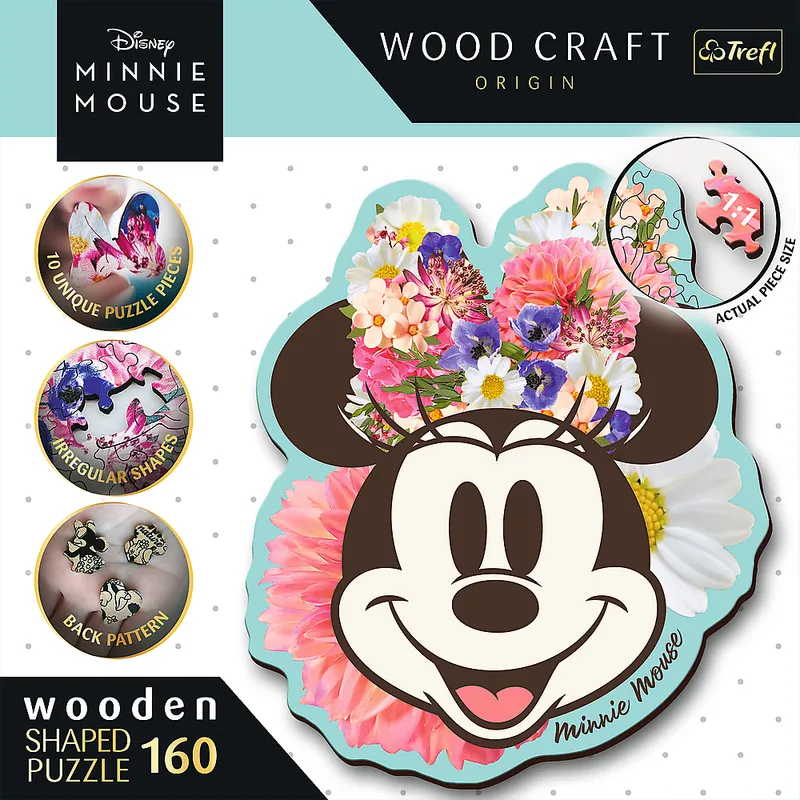 Puzzle 160 drewniane konturowe Stylowa Myszka Minnie 20193, Trefl