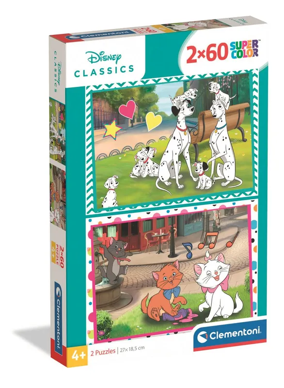 Puzzle 2x60 Super Kolor Disney Classics, Clementoni