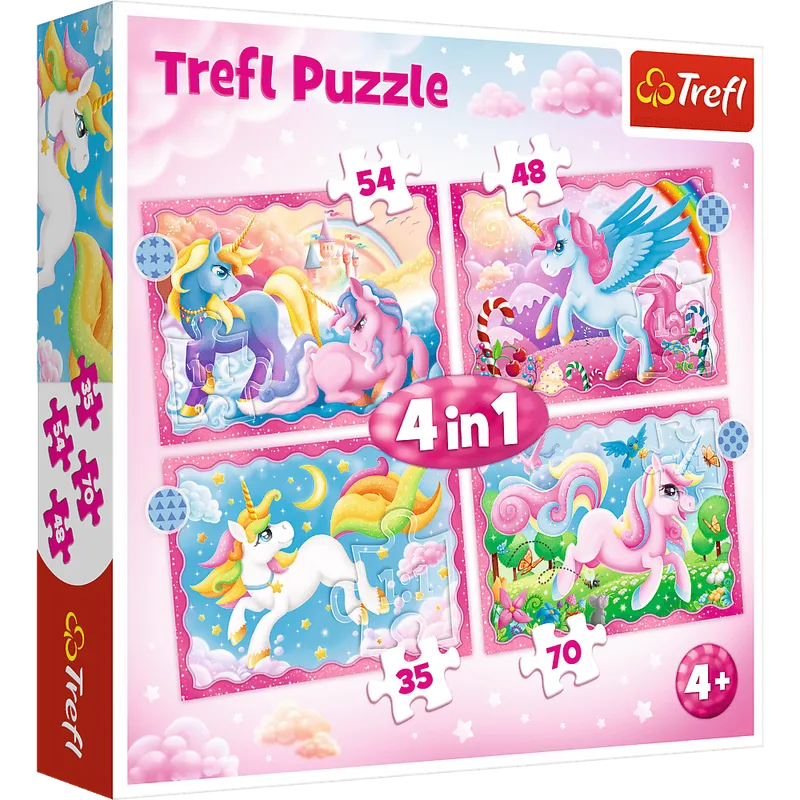 Puzzle 4w1 Jednorożce i Magia, 34389
