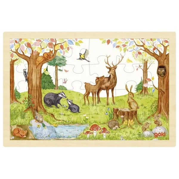 Puzzle Leśna Polana, 24 elementy, drewniane, GOKI