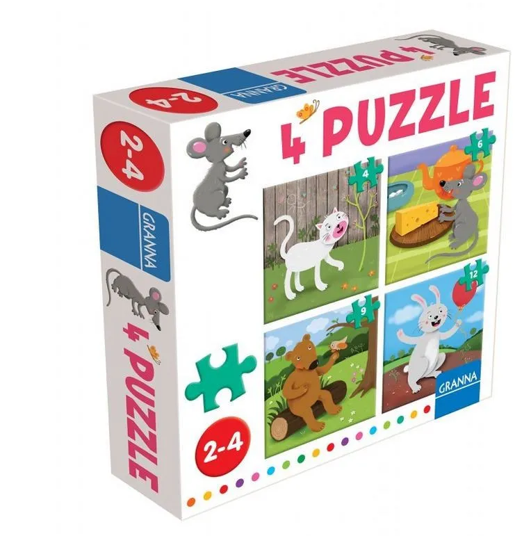 Puzzle z Myszką, cztery układanki dla dzieci Granna