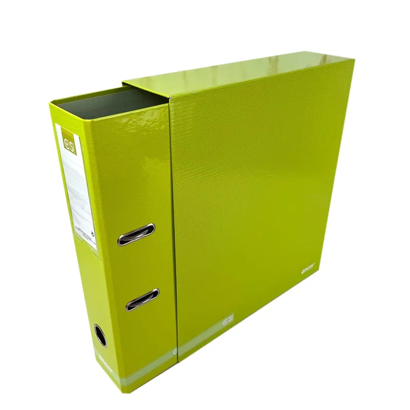 Segregator A4 z dźwignią i pudełkiem Classic Stripes limonka Ancor