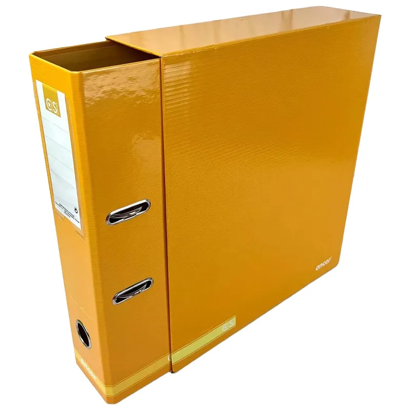 Segregator A4 z dźwignią, pudełko classic stripes, żółty