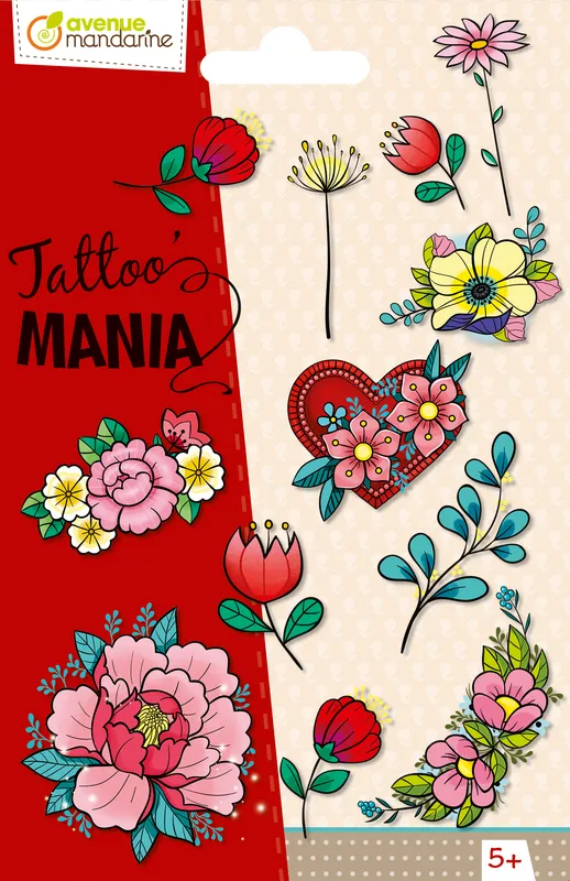 Tatuaże Tattoo Mania Kwiaty, arkusz naklejek