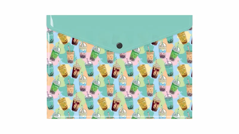 Teczka koperta A4 PP z nadrukiem bubble tea